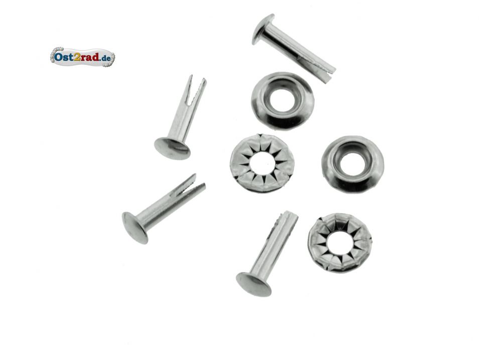 SET Spaltniete mit Scheibe passend für MZ, Simson SR2, universal für Sitze SET Spaltniete mit Scheibe passend für MZ, Simson SR2, universal für Sitze