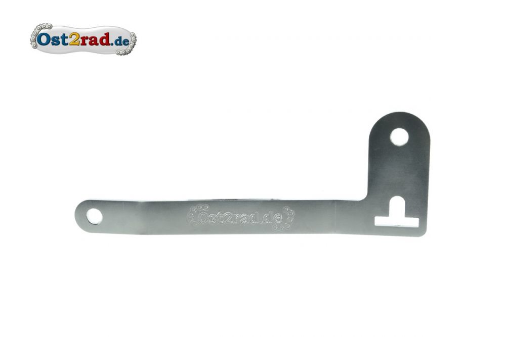 Sportauspuff Halter Edelstahl für Simson S51, S50 mit Logo Sportauspuff Halter Edelstahl für Simson S51, S50 mit Logo