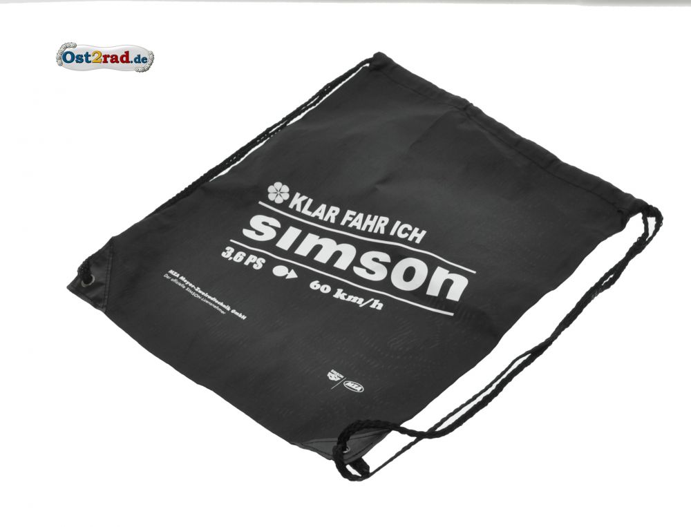 Sportbeutel schwarz Aufdruck Klar fahr ich SIMSON Sportbeutel schwarz Aufdruck Klar fahr ich SIMSON