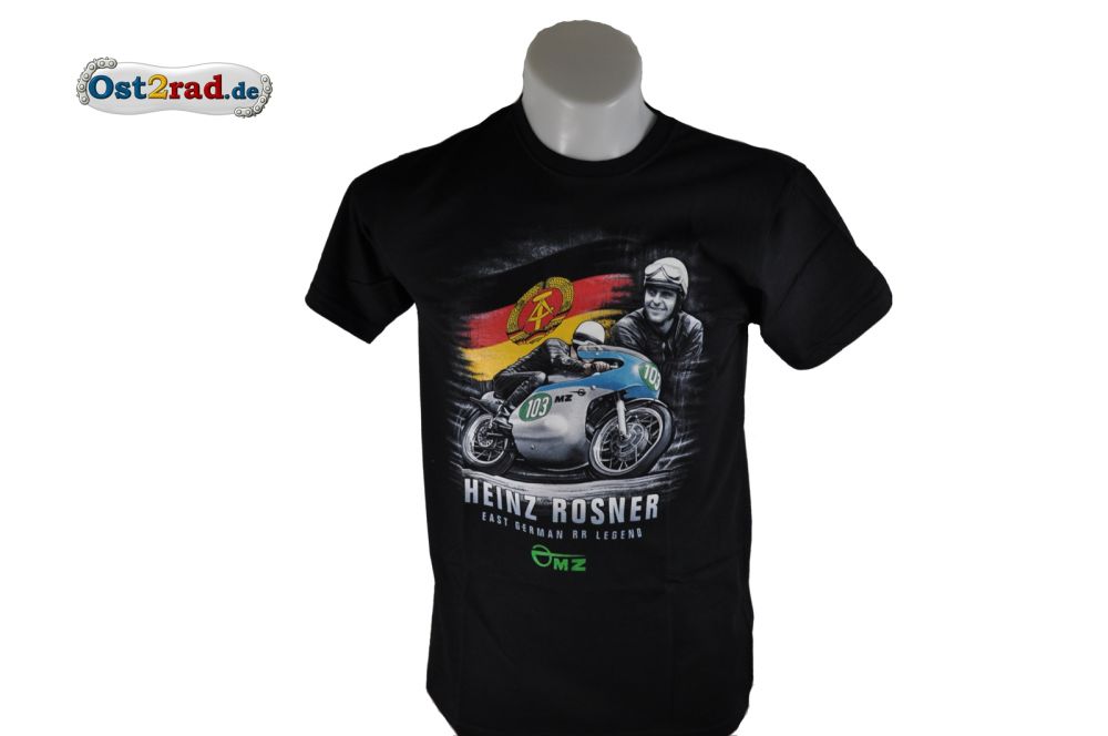 T-Shirt schwarz Rennfahrer Heinz Rosner T-Shirt schwarz Rennfahrer Heinz Rosner