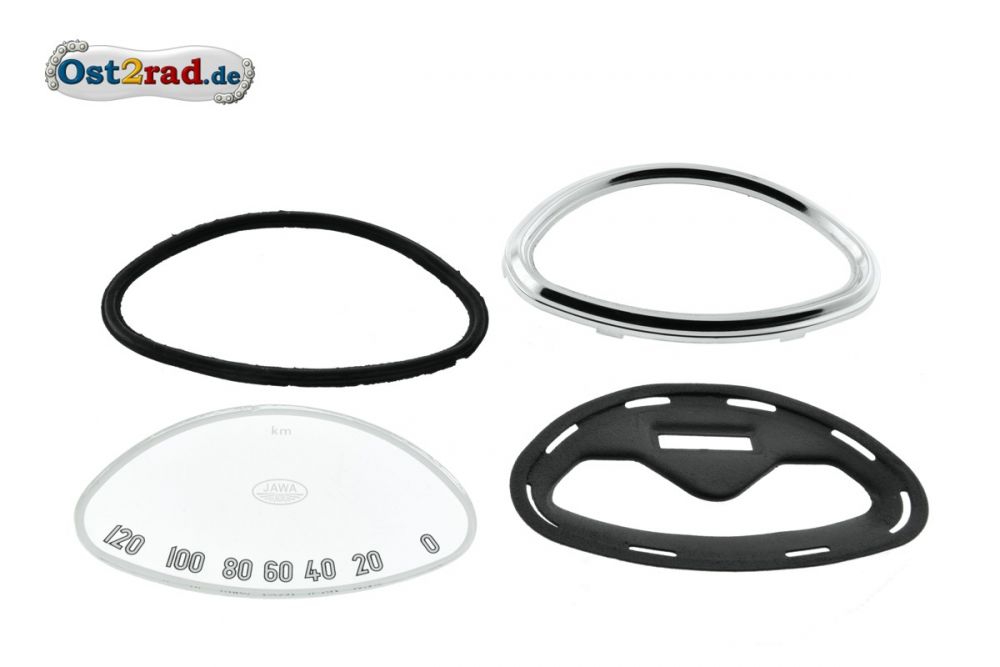Tachoscheibenset 3-teilig oval JAWA Panelka 120km/h Tachoscheibenset 3-teilig oval JAWA Panelka 120km/h