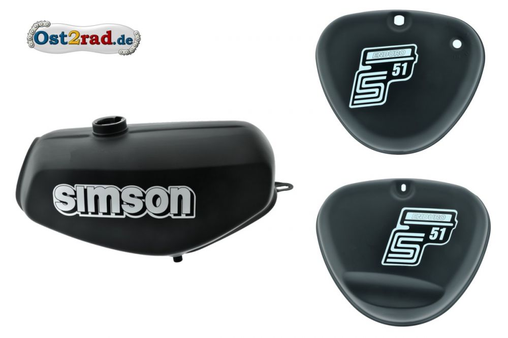 Tank Set Exklusiv S51E ENDURO MATT-Schwarz, versiegelt, mit Aufkleber Simson Tank Set Exklusiv S51E ENDURO MATT-Schwarz, versiegelt, mit Aufkleber Simson