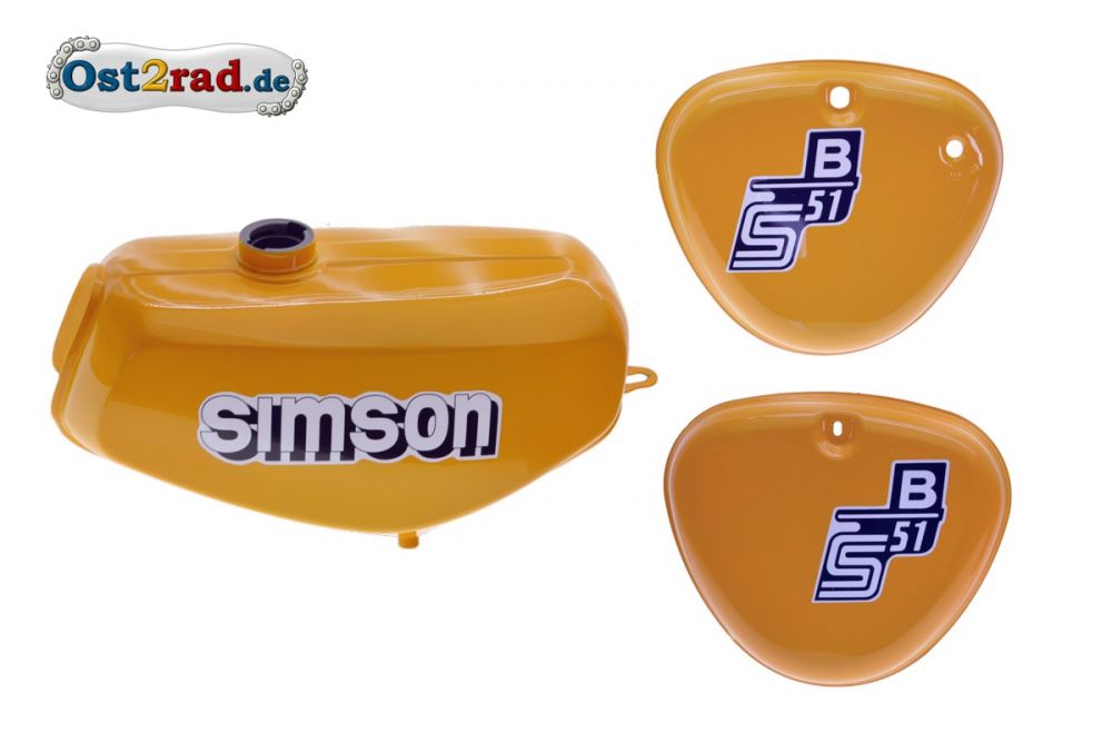 Tank Set mit Seitendeckel S51 S70 Saharabraun versiegelt mit Aufkleber Simson Tank Set mit Seitendeckel S51 S70 Saharabraun versiegelt mit Aufkleber Simson