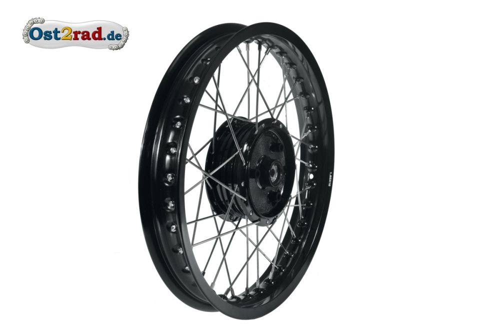 TUNING-Speichenrad 1,85x16 Nabe-Felge Schwarz - Edelstahl für Simson S50 S51 S53 TUNING-Speichenrad 1,85x16 Nabe-Felge Schwarz - Edelstahl für Simson S50 S51 S53