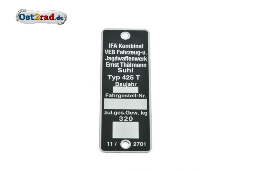 Typenschild AWO AWO- Touren Typenschild AWO AWO- Touren