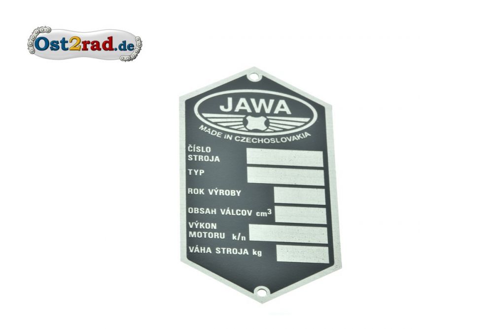 Typenschild blanko JAWA Pionier Tschechisch Typenschild blanko JAWA Pionier Tschechisch
