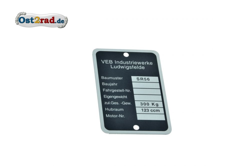 Typenschild IWL Wiesel SR56 - GROSS Typenschild IWL Wiesel SR56 - GROSS