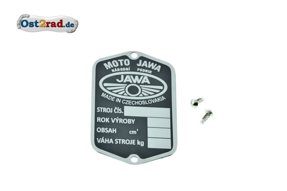 Typenschild JAWA Perak 250 350 tschechisch Typenschild JAWA Perak 250 350 tschechisch