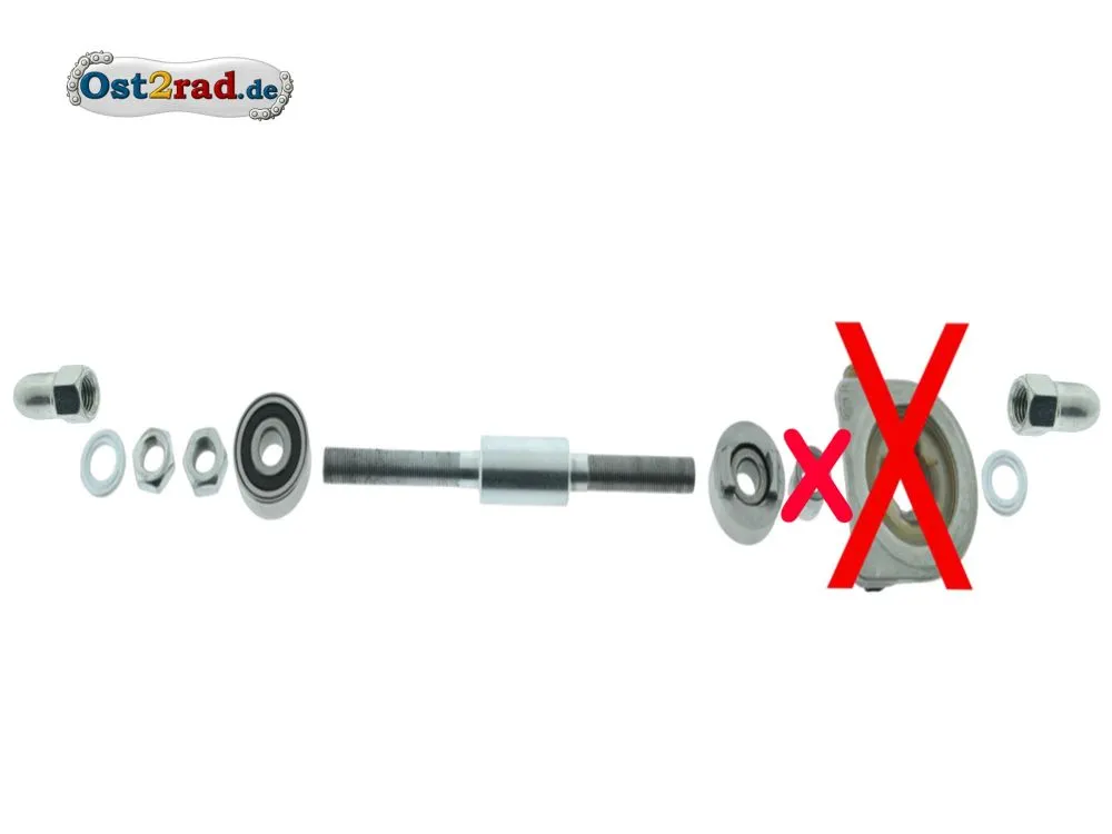Umbausatz für Simson SR2, Achse vorn für alten Nabentachoantrieb 12mm Umbausatz für Simson SR2, Achse vorn für alten Nabentachoantrieb 12mm